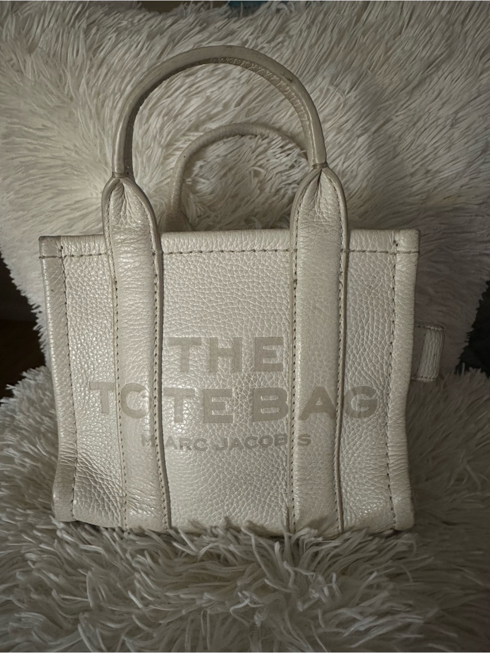 Marc Jacobs Cream Pebbled Leather Mini Tote